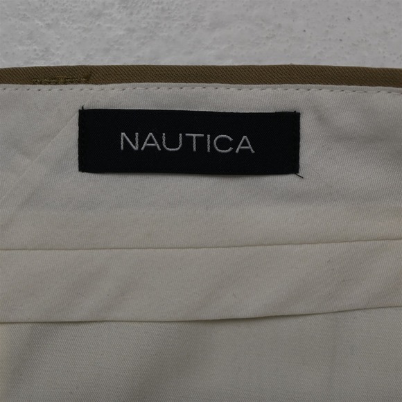 Nautica 33x30 Khaki 100% Wool Pleated Cuffed Baggy High Waist Mens Pants - Picture 6 of 9